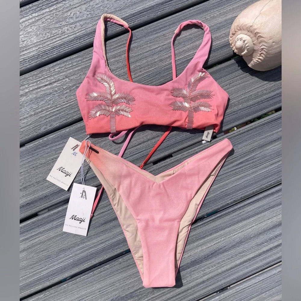 MAAJI x Revolve Beaded Set - Gwen Mesh Bikini Top & Sunglow Ombre Cheeky Bottom - Picture 3 of 17